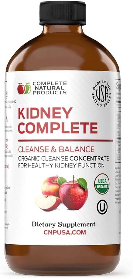 Complete Natural Products Kidney Complete - Líquido Orgánico de 240 ml con Vinagre de Manzana, Limón y Chanca Piedra