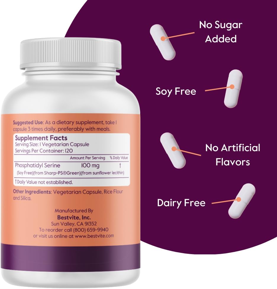 Phosphatidylserine 100mg – 120 Vegetable Capsules – Sharp-PS® Green