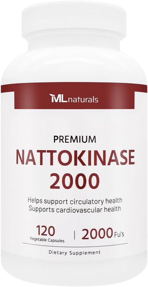 ML Naturals Nattokinase 2000 FU – 120 Cápsulas Vegetales – No Transgénico – Apoya la Circulación y Salud Cardiovascular