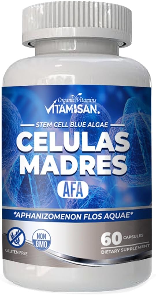VITAMISAN Celulas Madres AFA Cápsulas de Alga Azul Verde, 60 cápsulas (Pack de 8)