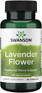 Swanson Flor de Lavanda - Suplemento Herbal para el Apoyo del Estado de Ánimo - Favorece la Relajación - 60 Cápsulas (400mg) (Paquete de 2)