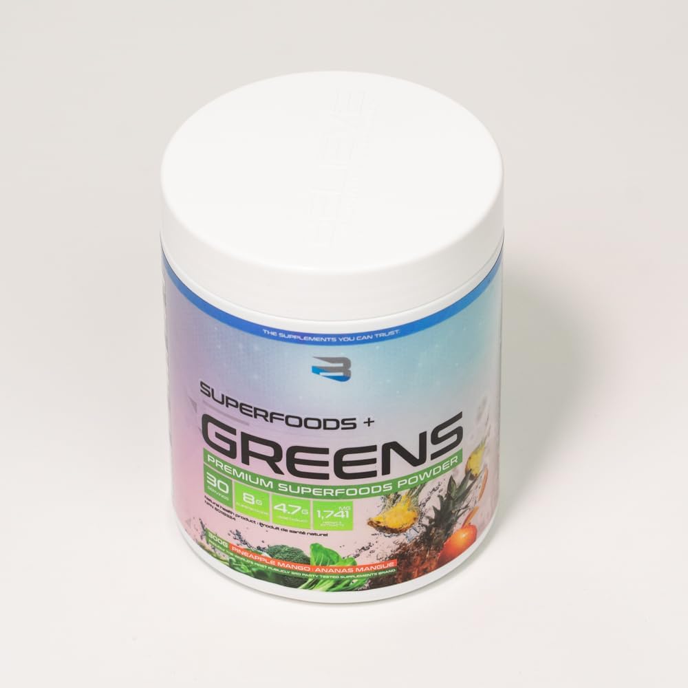 Believe Supplements Superfoods+Greens - Mezcla de Superalimentos en Polvo (Mango Piña / Explosión Cítrica)