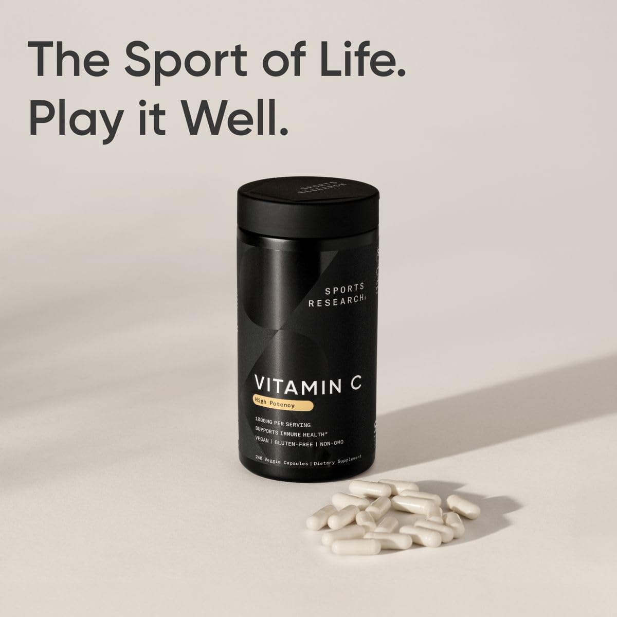 Sports Research Vitamina C de Alta Potencia - 1000 mg, 240 Cápsulas Veganas
