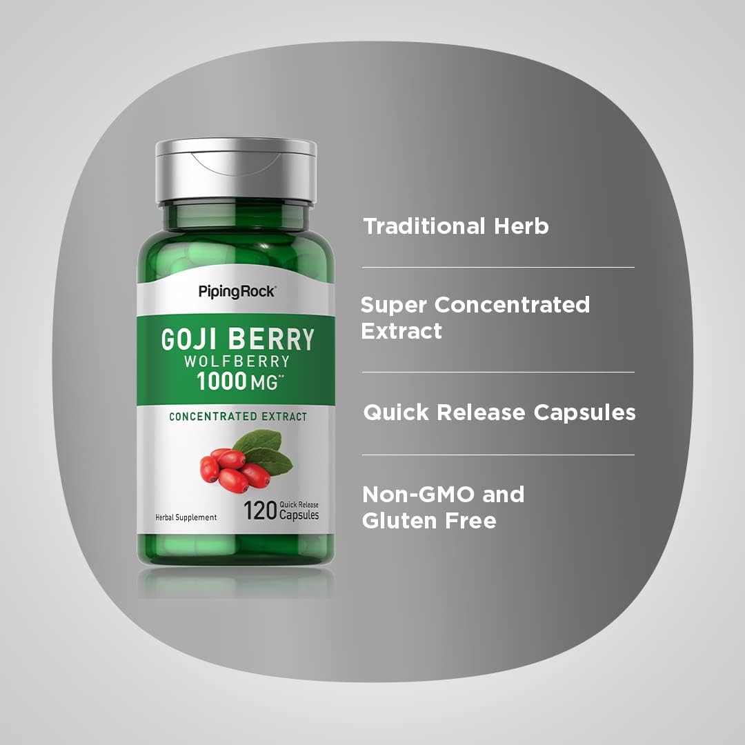 Piping Rock Goji Berry, 120 Cápsulas – Extracto Concentrado de Bayas de Goji