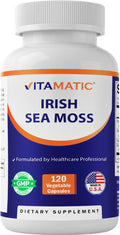Vitamatic Irish Sea Moss – 120 Cápsulas Vegetarianas con Bladderwrack y Burdock Root