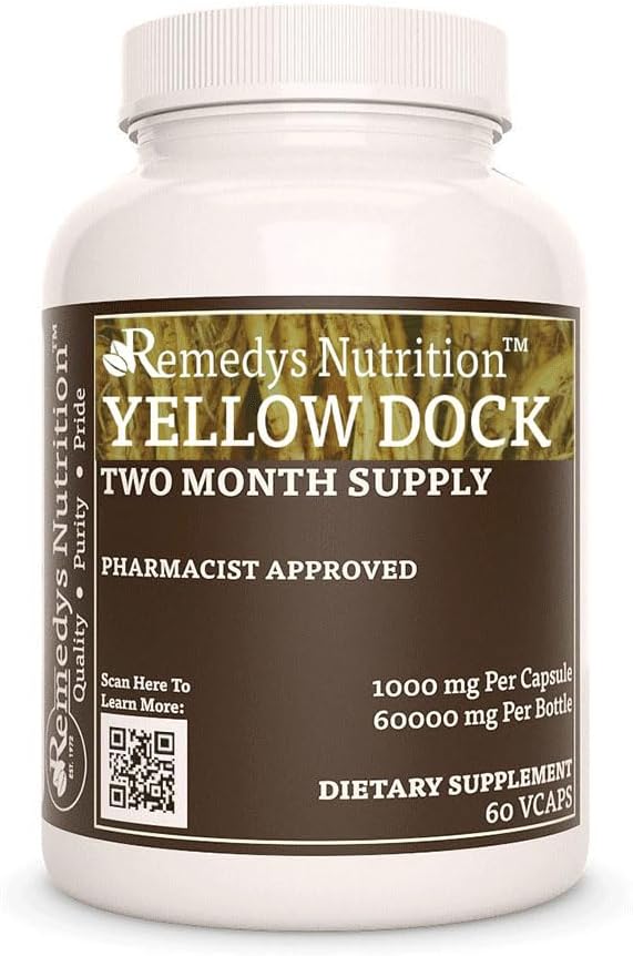 Raíz de Yellow Dock 1000 mg, 60 Cápsulas Veganas - Suplemento Herbal - Remedy's Nutrition