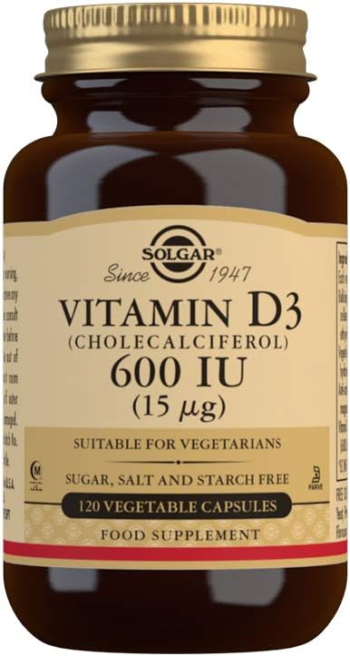 Solgar Vitamin D3 (Cholecalciferol) 15 mcg (600 IU), 120 Vegetable Capsules
