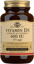 Solgar Vitamin D3 (Cholecalciferol) 15 mcg (600 IU), 120 Vegetable Capsules
