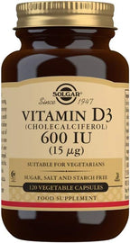 Solgar Vitamin D3 (Cholecalciferol) 15 mcg (600 IU), 120 Vegetable Capsules
