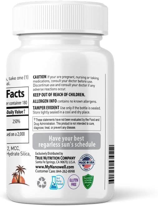 NANOWELL Vitamin D3 2000 IU (50 mcg) - 180 Comprimidos para Huesos e Inmunidad