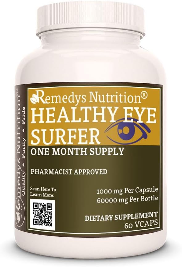 Remedy’s Nutrition Healthy Eye Surfer | 1000 mg, 60 Cápsulas Veganas | Suplemento Herbal para la Salud Visual