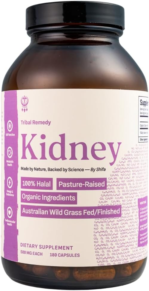 Tribal Remedy - Suplemento de Riñón de Res Puro Australiano - 90 Cápsulas - Orgánico, de Pastoreo y Halal
