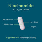 BESTVITE Niacinamida 500mg sin excipientes - 240 Cápsulas - Vitamina B3 sin efecto rubor