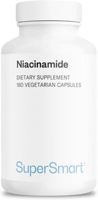 Supersmart - Suplemento de Niacinamida (Nicotinamida) 500mg - Vitamina B3 Sin Enrojecimiento - No GMO y Sin Gluten - 180 Cápsulas Vegetales