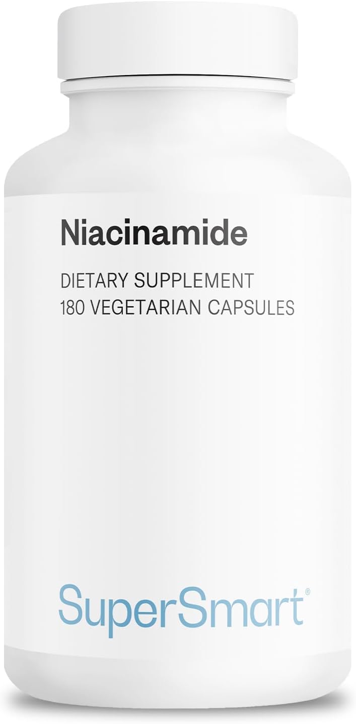 Supersmart - Suplemento de Niacinamida (Nicotinamida) 500mg - Vitamina B3 Sin Enrojecimiento - No GMO y Sin Gluten - 180 Cápsulas Vegetales