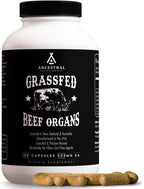Ancestral Supplements Suplemento de Órganos de Res Alimentados con Pasto - Mezcla de Hígado, Corazón, Riñón, Páncreas, Bazo - Liofilizado - No GMO - 180 Cápsulas