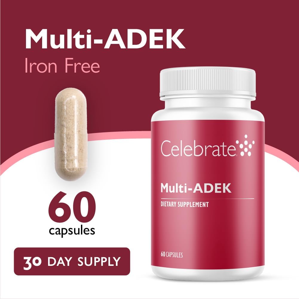 Celebrate Vitamins Multi ADEK Multivitamínico Bariátrico Sin Hierro, 60 Cápsulas