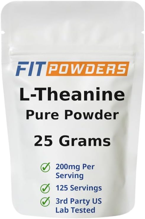 FitPowders L-Teanina en Polvo 25g – Suplemento de L-Teanina, Puro, Vegano, Sin Gluten