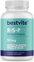 BESTVITE Riboflavin-5-Phosphate 50mg (120 Cápsulas Vegetales) - Sin Estearatos - Vegano - No OGM - Sin Gluten - Forma Bioactiva de Vitamina B2