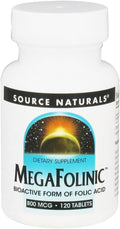 Source Naturals MegaFolinic 800 mcg Ácido Fólico Bioactivo, 120 Comprimidos