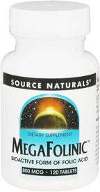 Source Naturals MegaFolinic 800 mcg Ácido Fólico Bioactivo, 120 Comprimidos