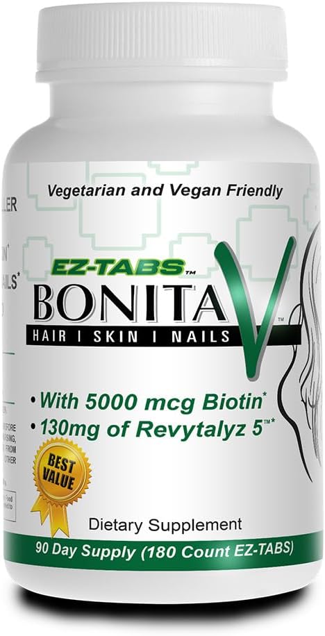 Essential Source Bonita V - Vitaminas Veganas para Cabello, Piel y Uñas con Biotina - 180 Comprimidos