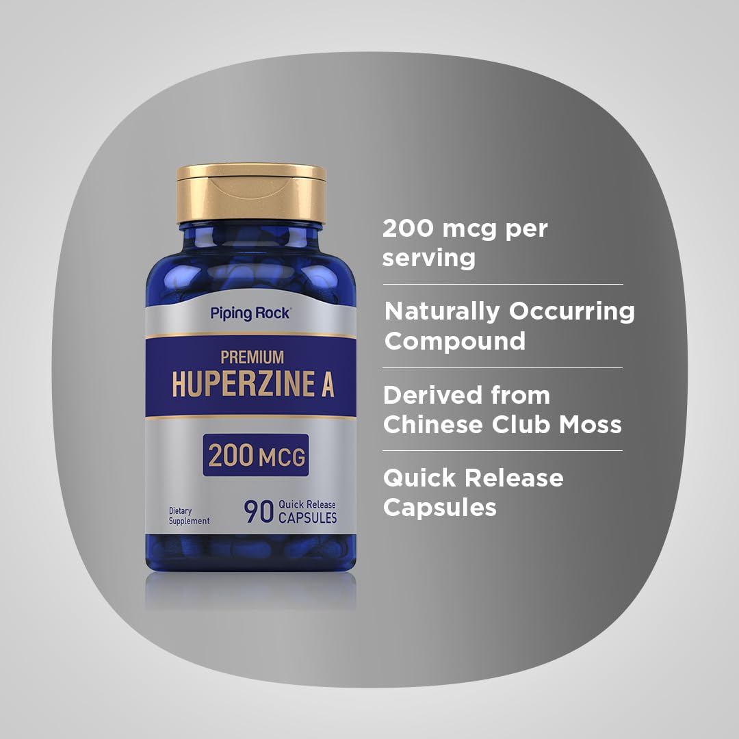 Piping Rock Huperzina A 200mcg, 90 Cápsulas, Sin OGM, Sin Gluten