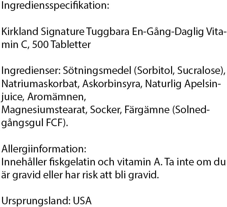 Kirkland Vitamin C 500 mg, 500 comprimidos