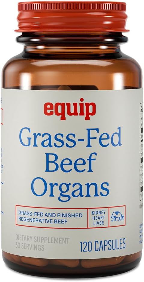 Equip Órganos de Res Alimentados con Pasto - Extracto de Hígado, Riñón y Corazón Liofilizado - Suplemento Multivitamínico Natural (30 dosis)