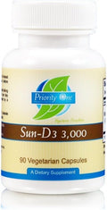 Priority One Vitamins Sun D3 3000 UI - 90 Cápsulas Vegetarianas