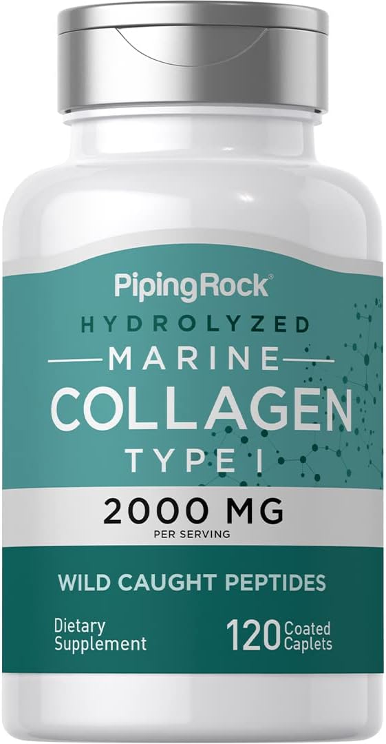Piping Rock Péptidos de Colágeno Marino en Cápsulas | 2000mg | 120 Comprimidos | Tipo 1 Salvaje para Mujeres y Hombres | Sin OGM, Sin Gluten