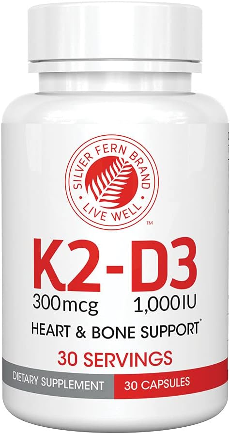 Silver Fern Vitamina K2-D3 - Complemento Natural con K2 MK-7 y D3 - 30 Cápsulas
