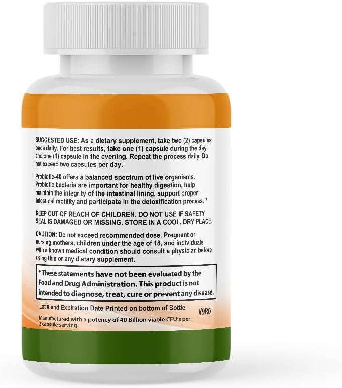 CALMING BLENDS Probiótico, 40 Mil Millones UFC, Sistema de Liberación Bi-Pass, Estable en Estante, 60 Cápsulas Vegetales