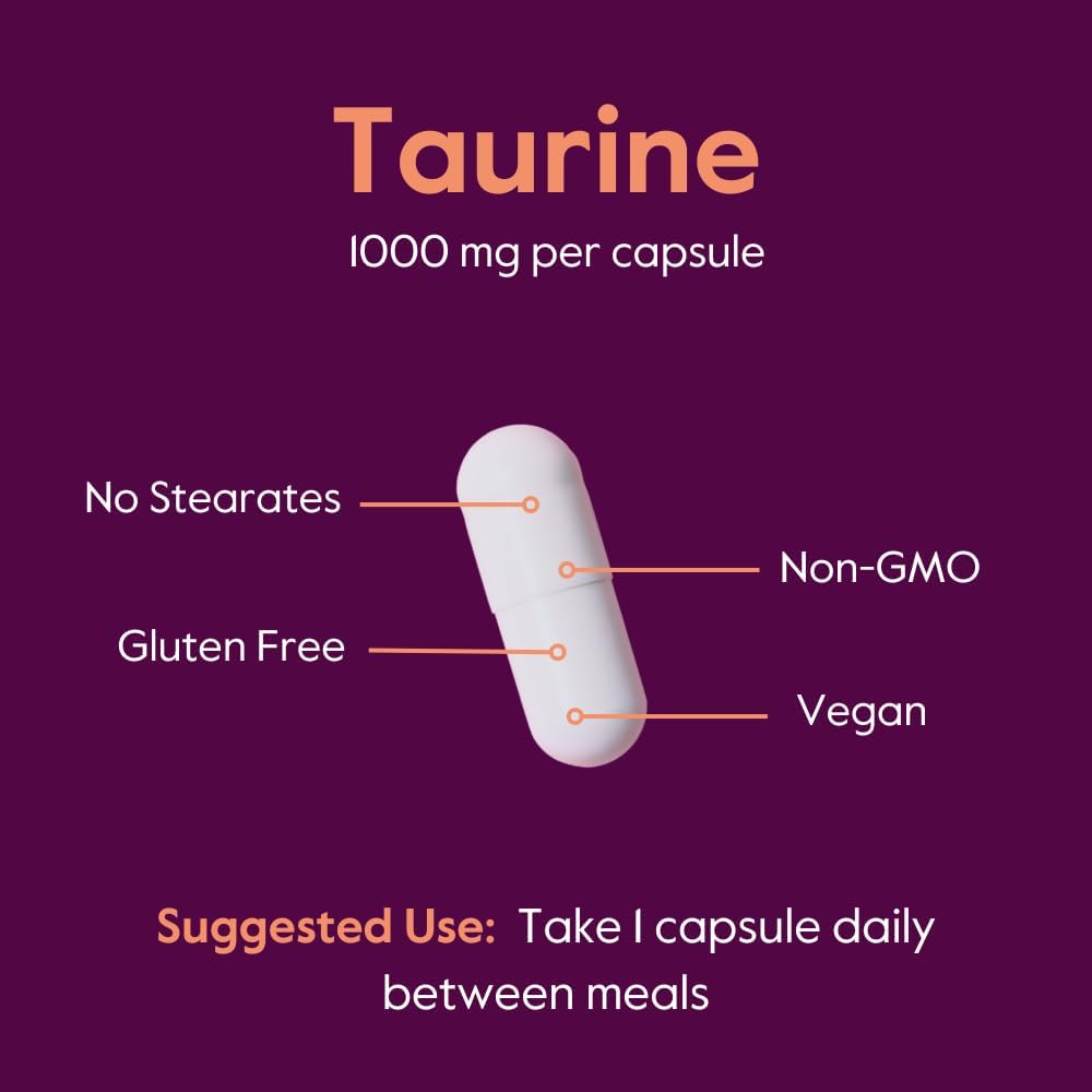 BESTVITE Taurina 1000mg (120 Cápsulas Vegetales) - Sin Estearatos - Sin Rellenos - Vegano - Sin Gluten