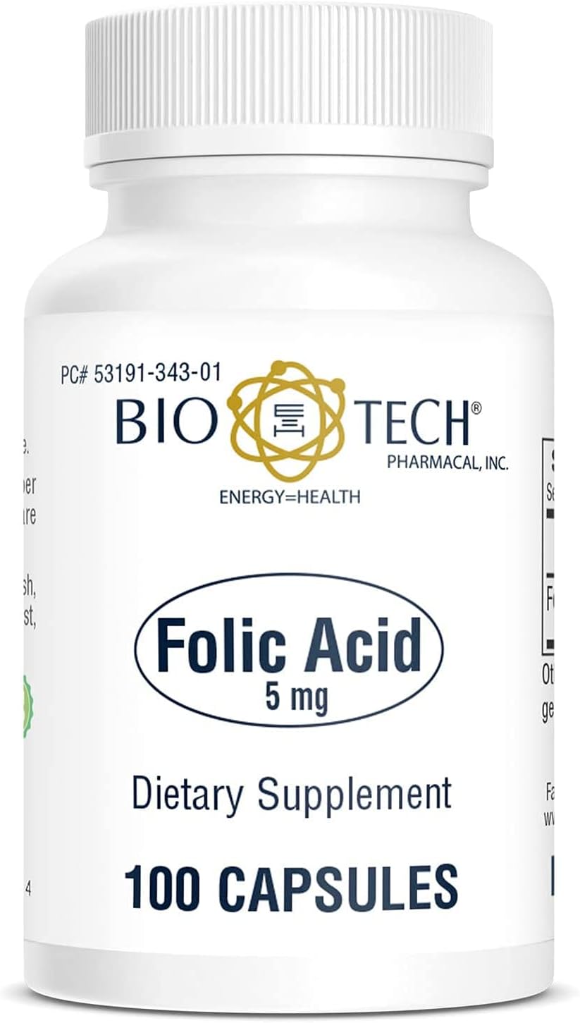 Bio-Tech Pharmacal Ácido Fólico (5 mg), 100 Cápsulas