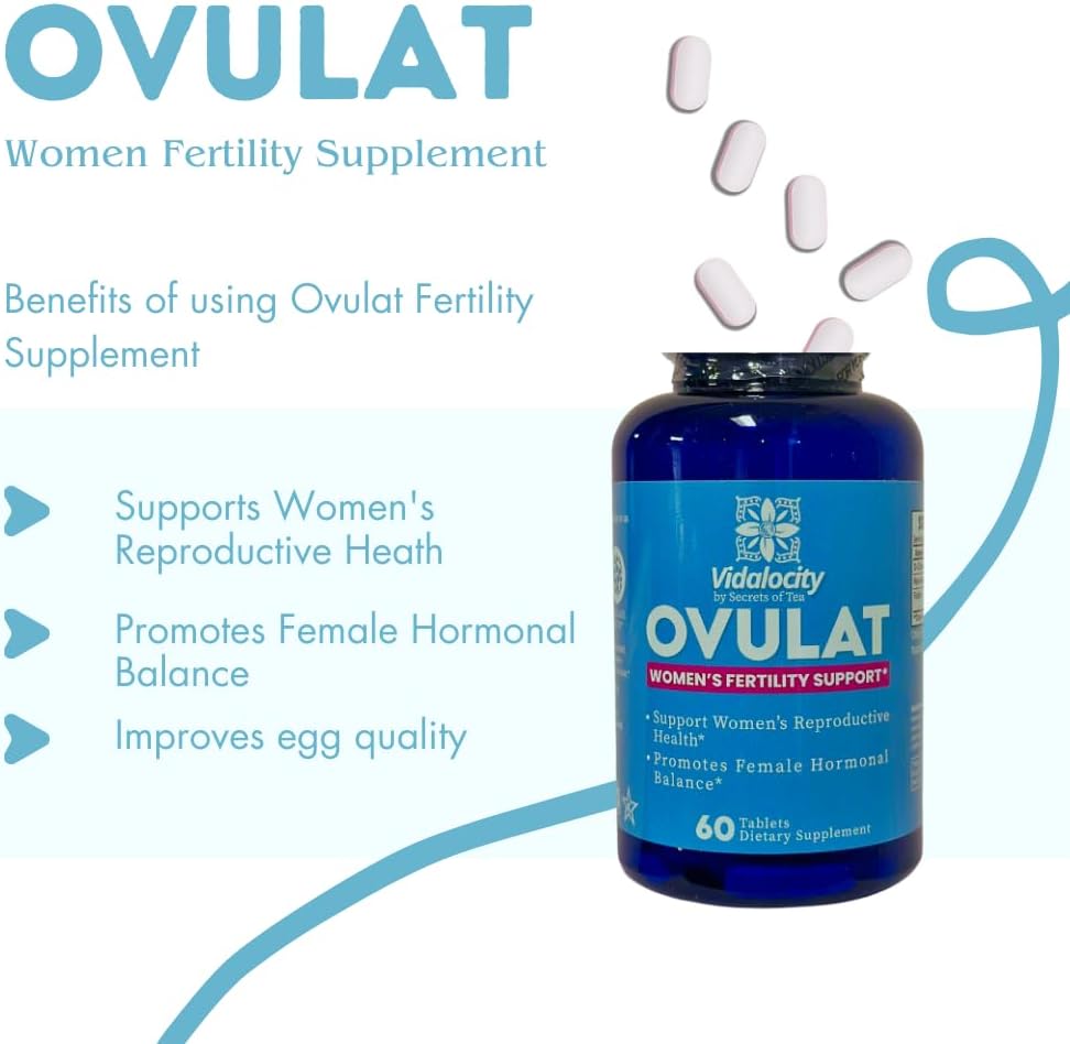 Secrets Of Tea Vidalocity Women's Fertility Support - Complejo Natural con D-Chiro-Inositol, Folato y Myo-Inositol - 60 Cápsulas Vegetarianas