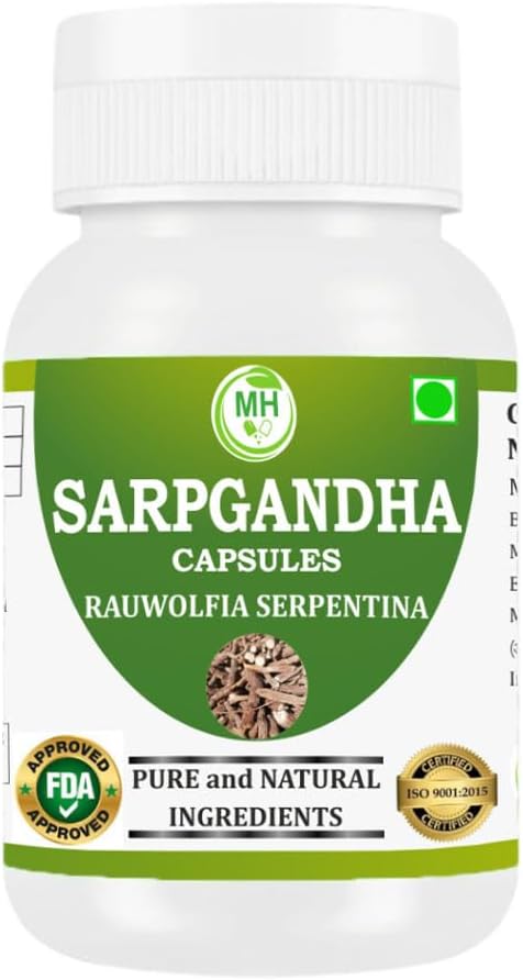Cápsulas de Sarpgandha (Rauwolfia serpentina) de Morsan Healthcare, Paquete de 4 x 60 cápsulas veganas de 500 mg