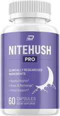 NiteHush Pro Brain Supplement Capsules - Fórmula Máxima Potencia Todo Natural para Concentración y Memoria (60 Cápsulas)