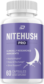 NiteHush Pro Brain Supplement Capsules - Fórmula Máxima Potencia Todo Natural para Concentración y Memoria (60 Cápsulas)