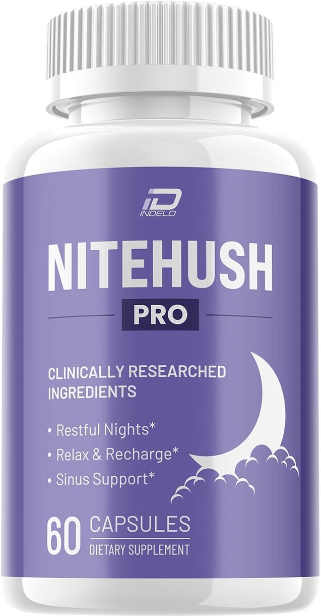 NiteHush Pro Brain Supplement Capsules - Fórmula Máxima Potencia Todo Natural para Concentración y Memoria (60 Cápsulas)