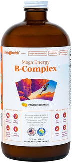LIQUIDHEALTH Mega Energy Methylated B-Complex, Suplemento Líquido de Vitaminas B para Adultos - 946 ml