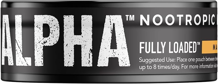 Fully Loaded Alpha Nootropic Pouches (Mango) - 5 Latas - 15 Bolsitas por Lata - Reemplazo de Bolsitas de Nicotina
