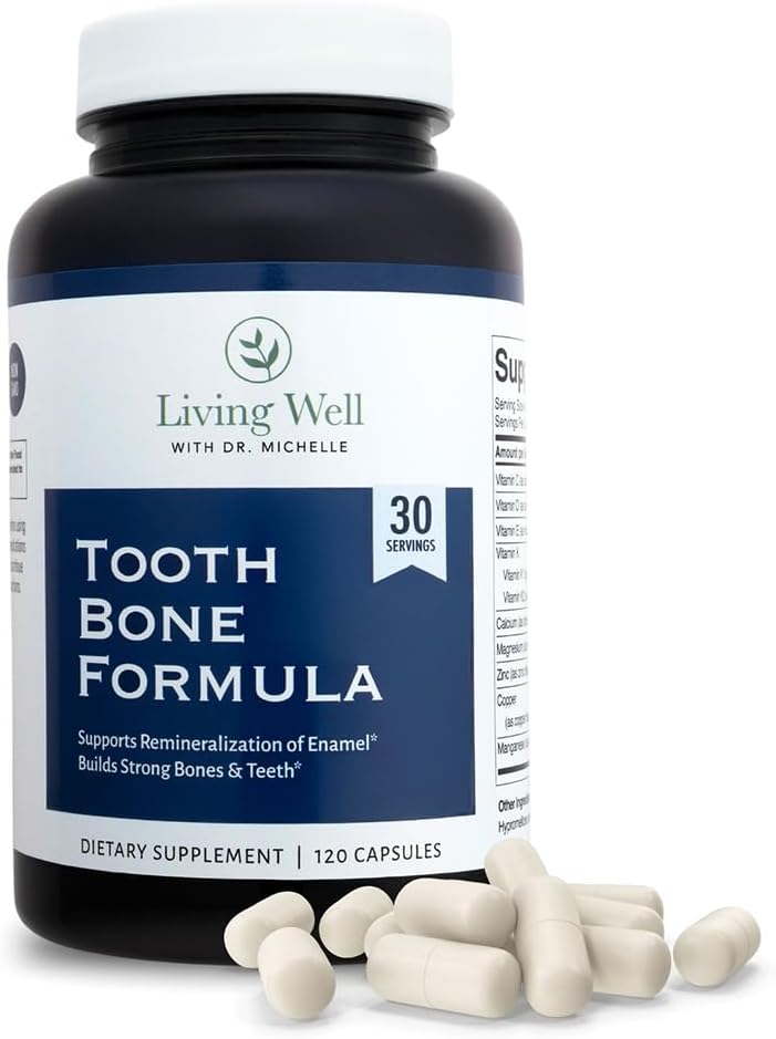 Living Well Dr. Michelle Tooth and Bone Formula con D3, K2 - 120 Cápsulas