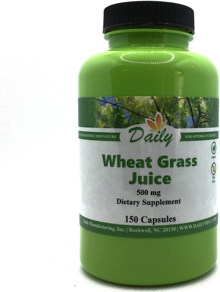Daily Manufacturing - Cápsulas de Jugo de Hierba de Trigo Orgánico Deshidratado, 150 unidades