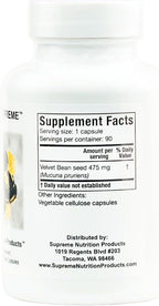 Supreme Nutrition Mucuna Supreme, 90 Cápsulas Vegetarianas de Semilla de Terciopelo Puro (Paquete de 2)