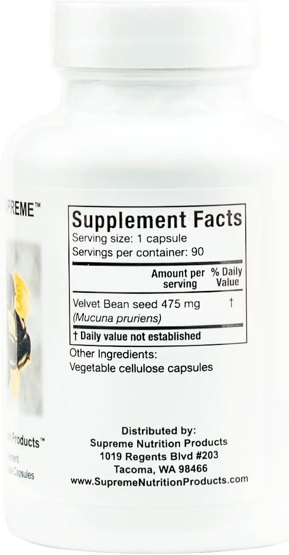 Supreme Nutrition Mucuna Supreme, 90 Cápsulas Vegetarianas de Semilla de Terciopelo Puro (Paquete de 2)