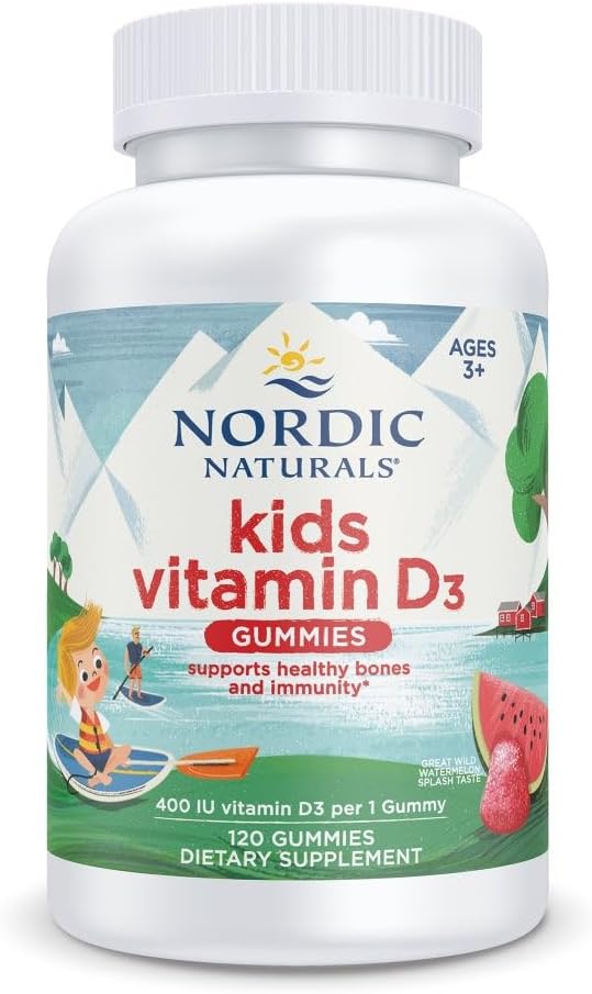 Nordic Naturals Gomitas de Vitamina D3 para Niños, Sabor Sandía Salvaje - 60 Gomitas - 400 UI