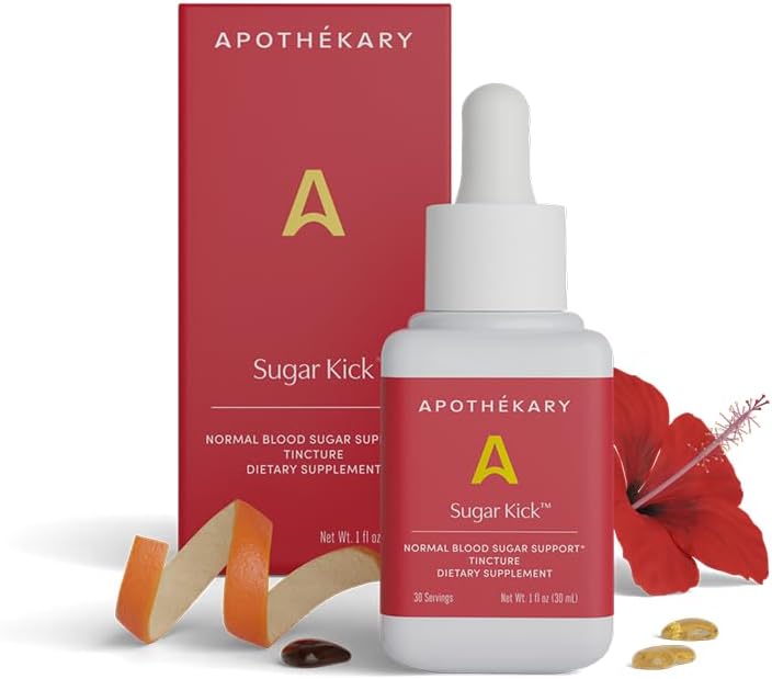 Apothékary Sugar Kick – Complemento Líquido de Hierbas para Ayudar a Controlar los Antojos y Mantener Niveles Normales de Azúcar en Sangre, 30 ml, 30 Servicios