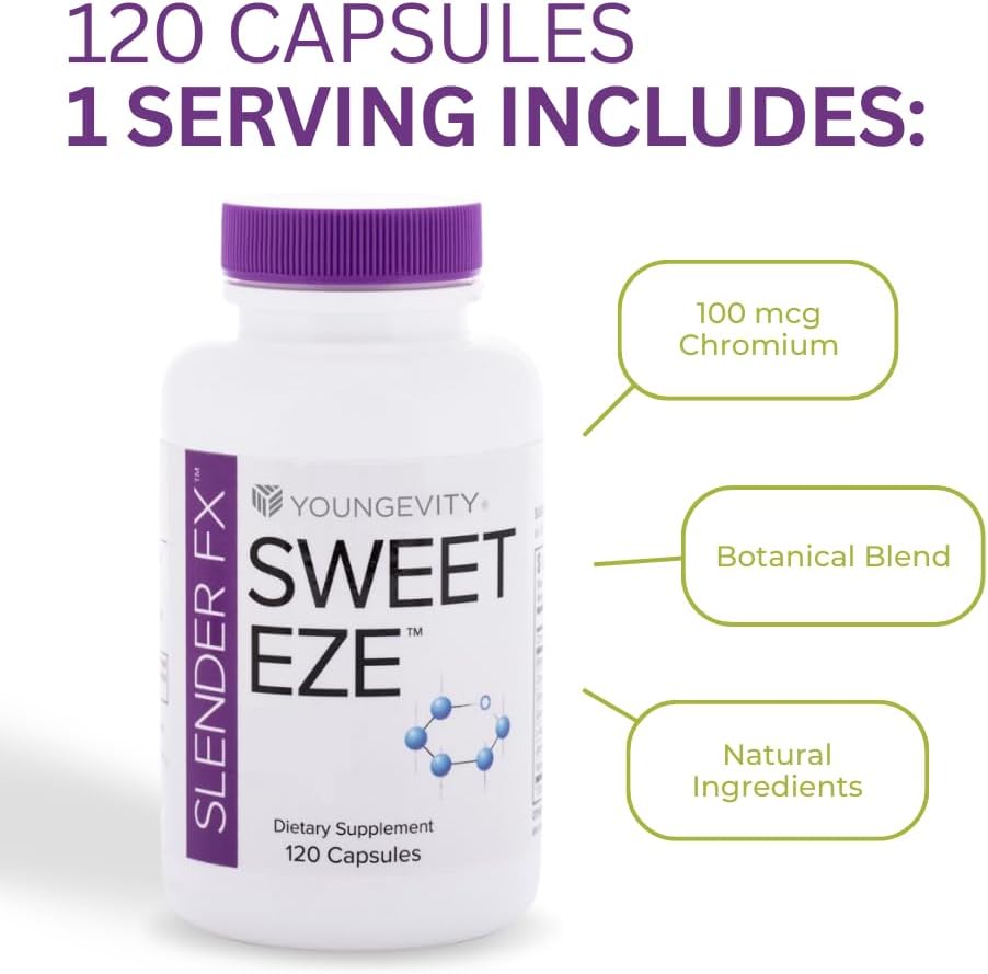 Youngevity Slender FX Sweet EZE - Paquete de 4 botes de 120 cápsulas