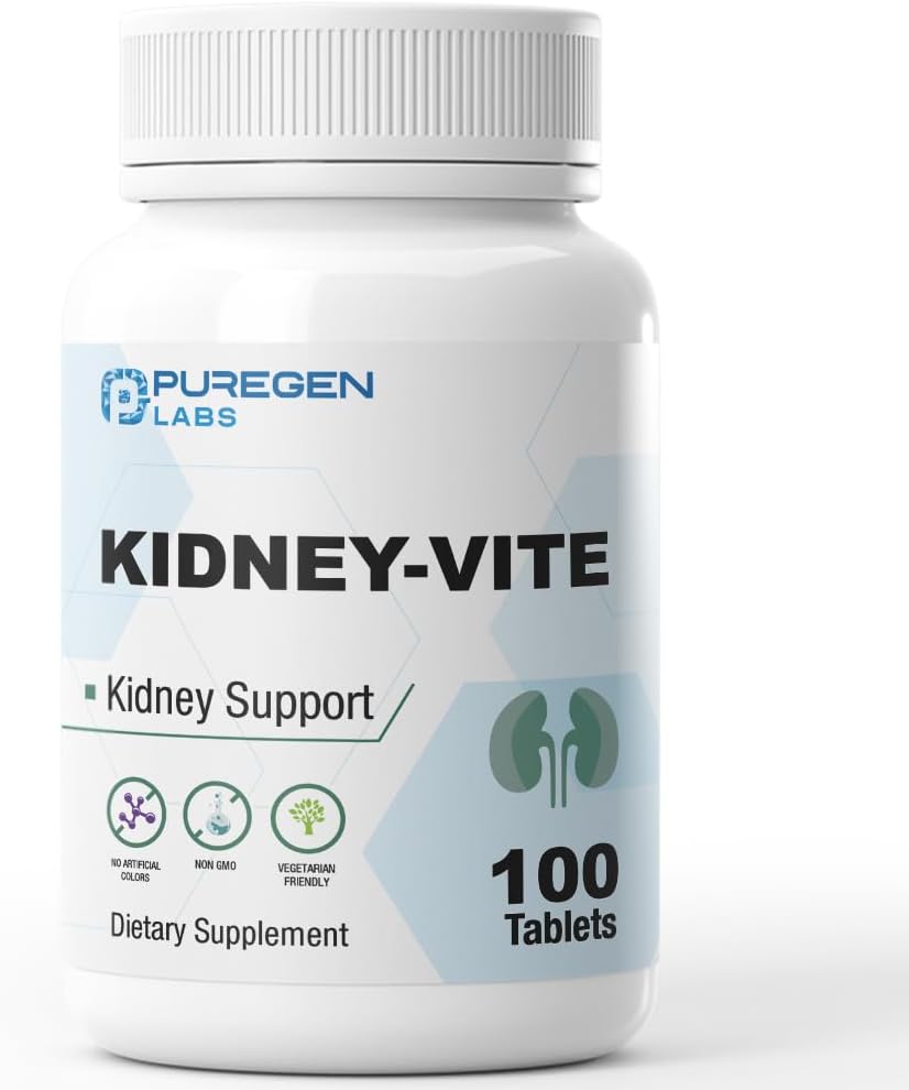 Puregen Labs Kidney-Vite - Complemento renal con vitaminas - 100 comprimidos vegetarianos